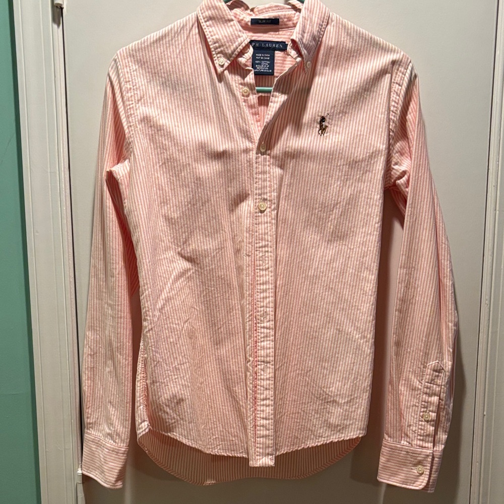 Ralph Lauren Peach Striped Button-Up